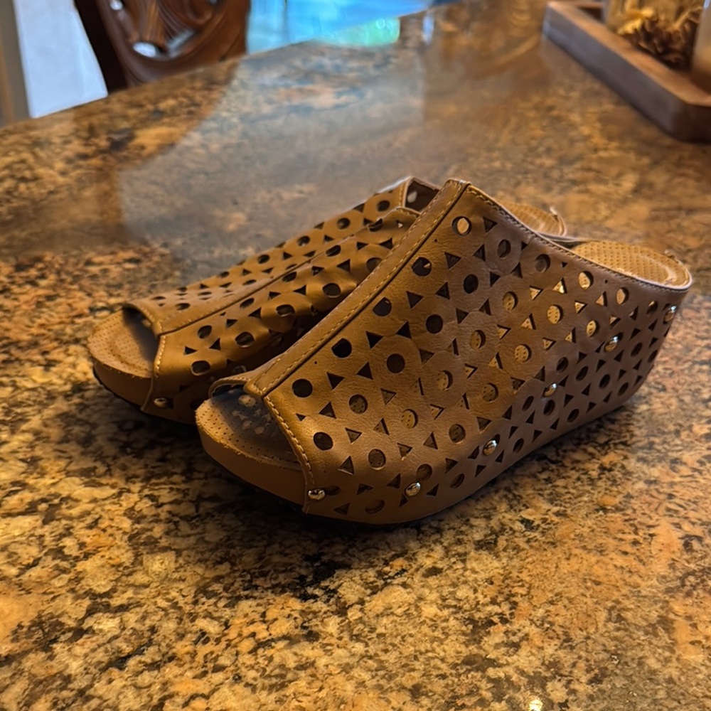 Refresh Brown Perforated Mules
